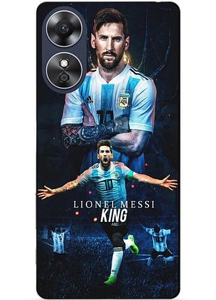 Силиконовый бампер чехол для oppo a17 с рисунком messi аргентина месси