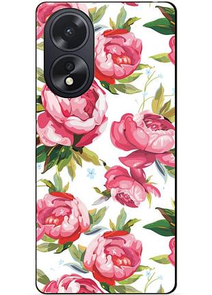 Силиконовый чехол бампер для oppo a38 с рисунком пионы цветы