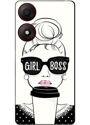 Чехол силиконовый бампер для zte blade a34 с рисунком girl boss