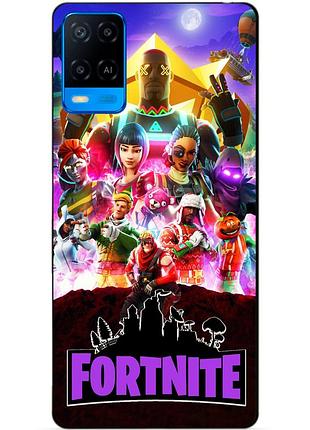 Силиконовый бампер чехол для oppo a54 с рисунком fortnite