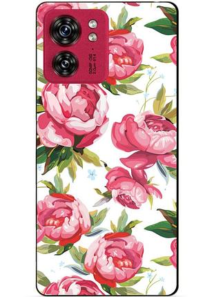 Силіконовий чохол бампер для motorola edge 40 з малюнком півонії квіти