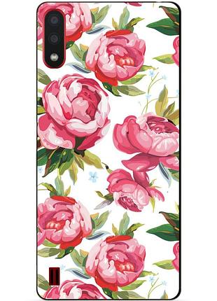 Силіконовий бампер чохол для samsung a01 galaxy a015f з малюнком півонії