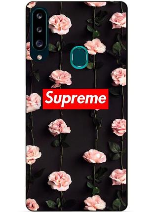 Силіконовий чохол бампер для samsung a20s 2019 galaxy a207f з малюнком supreme троянди