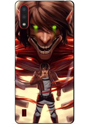 Силиконовый бампер чехол для samsung a01 galaxy a015f с аниме attack on titan