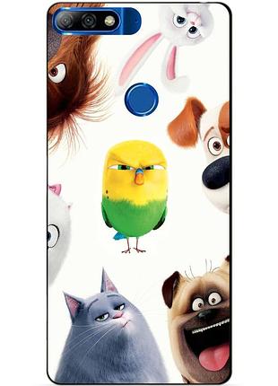 Чохол силіконовий бампер для huawei y7 prime 2018 з малюнком таємна життя домашніх тварин