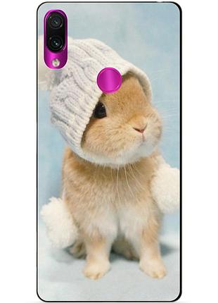 Силіконовий бампер чохол для xiaomi redmi 7 з малюнком зайчик в шапочці