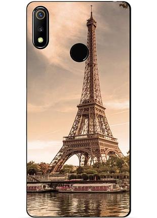 Силиконовый чехол бампер для realme 3 с рисунком париж
