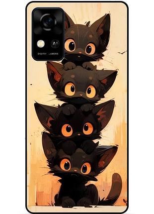 Чехол силиконовый бампер для zte blade a31 с рисунком котики