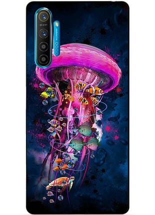 Силиконовый чехол бампер для realme xt с рисунком медуза