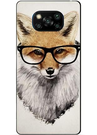 Силиконовый бампер чехол для xiaomi poco x3 с рисунком лиса