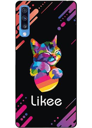 Силиконовый бампер чехол для samsung a70 с рисунком likee