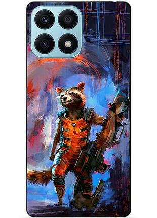 Чехол силиконовый бампер для huawei honor x8a с рисунком енот ракета стражи галактики