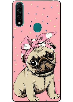Силиконовый бампер чехол для oppo a31 с рисунком мопс