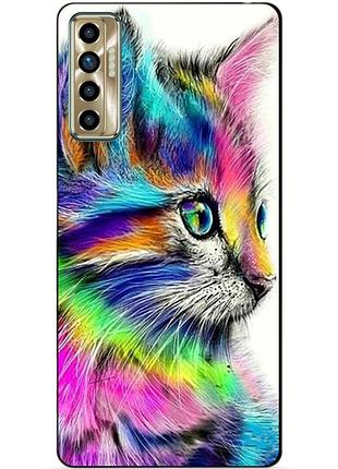 Силіконовий бампер чохол для tecno camon 17p з малюнком акварельний котик