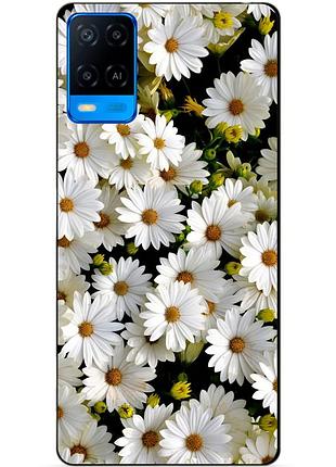 Силиконовый бампер чехол для oppo a54 с рисунком ромашки