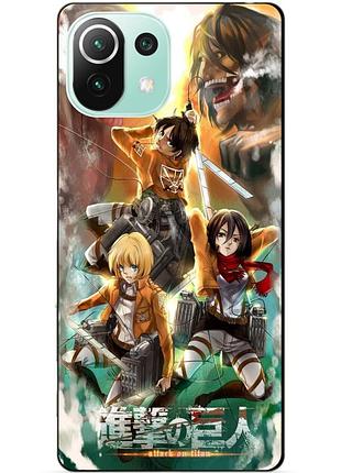 Силіконовий чохол бампер для xiaomi mi 11 lite з малюнком атака на титанів attack on titan