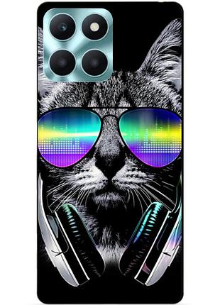 Силіконовий чохол бампер для huawei honor x6a з малюнком музичний кіт