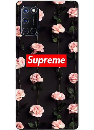 Силіконовий бампер чохол для oppo a52 з малюнком supreme на трояндах