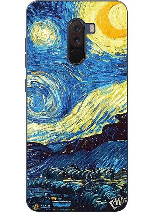Чехол силиконовый для xiaomi pocophone f1 с рисунком лунная ночь