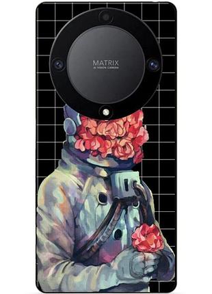 Силіконовий чохол бампер для huawei honor magic 5 lite 5g з малюнком скафандр квіти