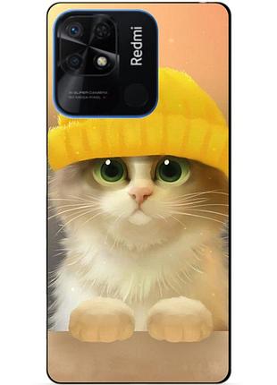 Силиконовий бампер чехол для xiaomi redmi 10c з рисунком котик