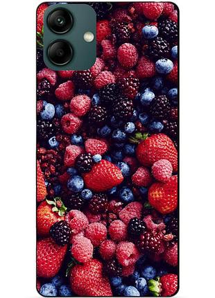 Силиконовый бампер чехол для samsung a04 с рисунком ягоды