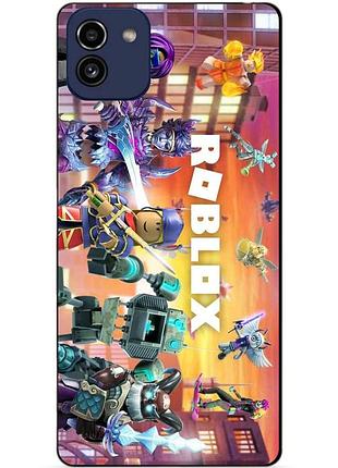 Силиконовый бампер чехол для samsung a03 с картинкой роблокс