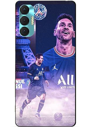 Силиконовый бампер чехол для tecno spark 8p с картинкой messi psg