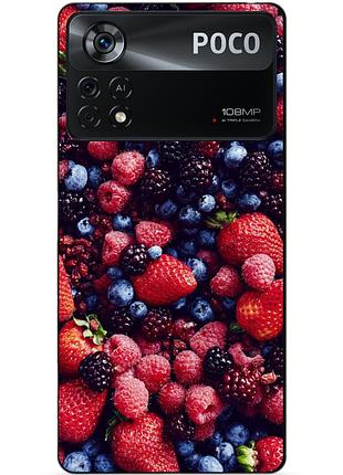 Силіконовий бампер чохол для xiaomi poco x4 pro 5g з малюнком ягоди