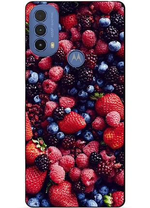 Силиконовый чехол бампер для motorola moto e40 с рисунком ягоды