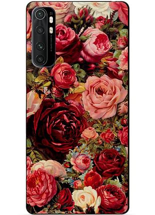 Силіконовий бампер чохол для xiaomi mi note 10 lite з малюнком червоні троянди