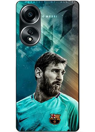 Силиконовый бампер чехол для oppo a58 с рисунком leo messi месси