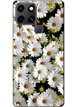 Чехол силиконовый бампер для infinix smart 6 с рисунком ромашки цветы