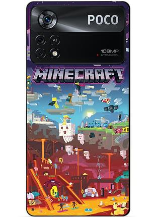 Силиконовый бампер чехол для xiaomi poco x4 pro 5g с игрой minecraft
