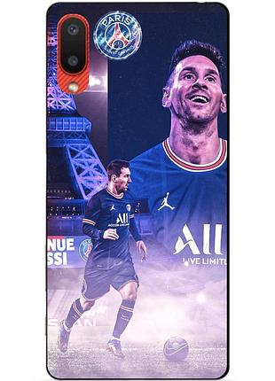 Силиконовый бампер чехол для samsung a02 galaxy a022 с рисунком messi psg