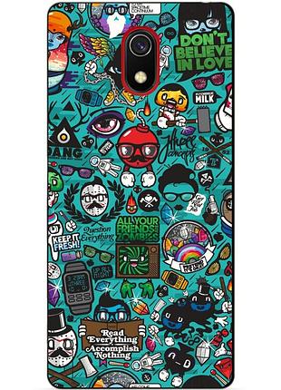 Бампер силиконовый чехол для xiaomi redmi 8a с рисунком стикеры