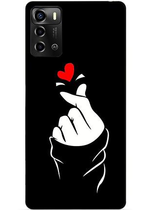 Силиконовый бампер чехол для zte blade a72 с рисунком знак любви