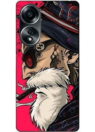 Силиконовый бампер чехол для oppo a58 с рисунком дед хипстер