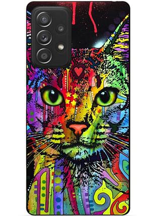 Силиконовый чехол бампер для samsung a53 5g с рисунком неоновый кот