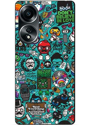 Силіконовий бампер чохол для oppo a58 з малюнком стикери