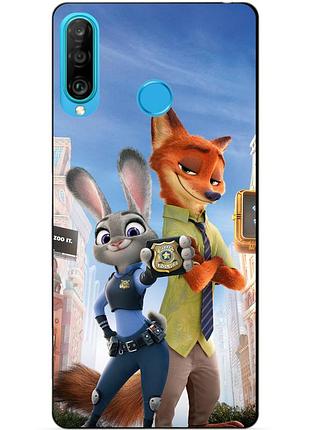 Силіконовий бампер чохол для huawei p30 lite з малюнком зверополис