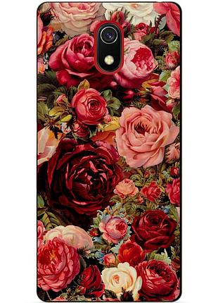 Силиконовый бампер чехол для xiaomi redmi 8a с рисунком красные розы