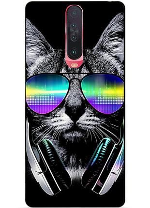 Силіконовий чохол бампер для xiaomi redmi k30 з малюнком музичний кіт