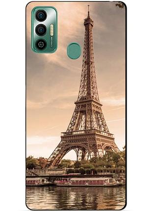 Силіконовий бампер чохол для tecno spark 7 з малюнком ейфелева вежа