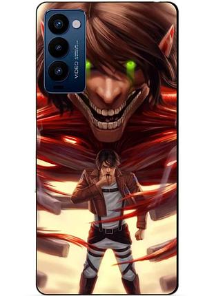 Силиконовий бампер чехол для tecno camon 18p з рисунком attack on titan