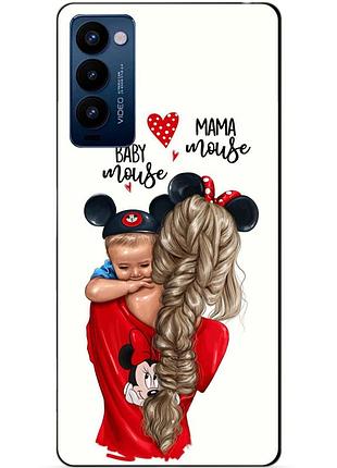 Силиконовый бампер чехол для tecno camon 18p с картинкой мама и малыш