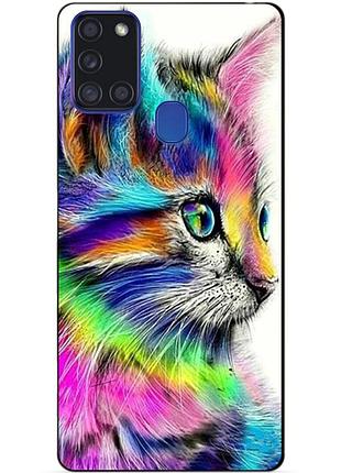 Силіконовий бампер чохол для samsung a21s з малюнком акварельний котик