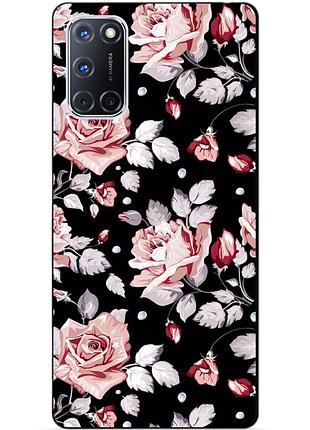 Силиконовый бампер чехол для oppo a72 с рисунком розы
