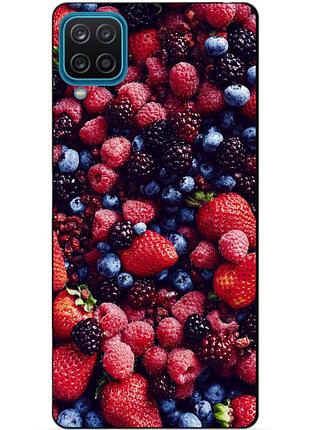 Силиконовый бампер чехол для samsung a12 с рисунком ягоды