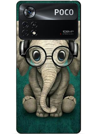 Силиконовый бампер чехол для xiaomi poco x4 pro 5g с рисунком слоник